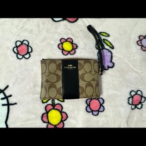 Coach Signature Brown and Black Wristlet